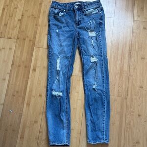 Altar'd State Distressed Straight Leg Jeans - Blue